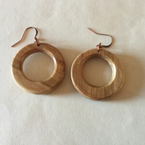 Brown Wood Round Earrings (20-08)